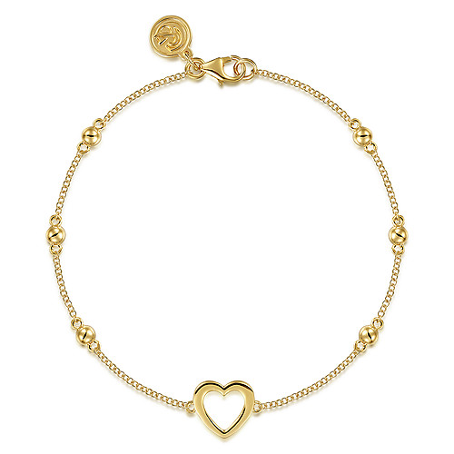 Gabriel & Co 14 Karat Yellow Gold Open Heart Bujukan Chain Bracelet
7 inch