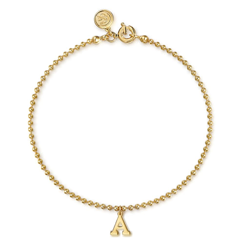 Gabriel & Co14 Karat Yellow Gold Bujukan Initial A Bracelet 7
