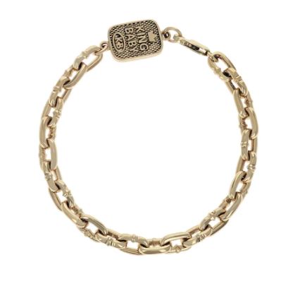 King Baby 10 Karat Yellow Gold Boat Link Bracelet  
Length: 8.75