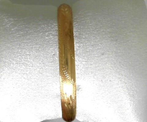 Estate 14 Karat Yellow Gold  Engraved 6.5mm Bangle Bracelet (AS IS)