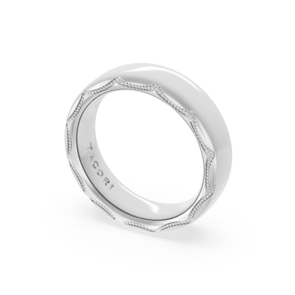 Tacori Platinum Founder's 6.0 mm High Polish Wedding Band With Crescent Side- With Sizing Bar
Size 6.5
