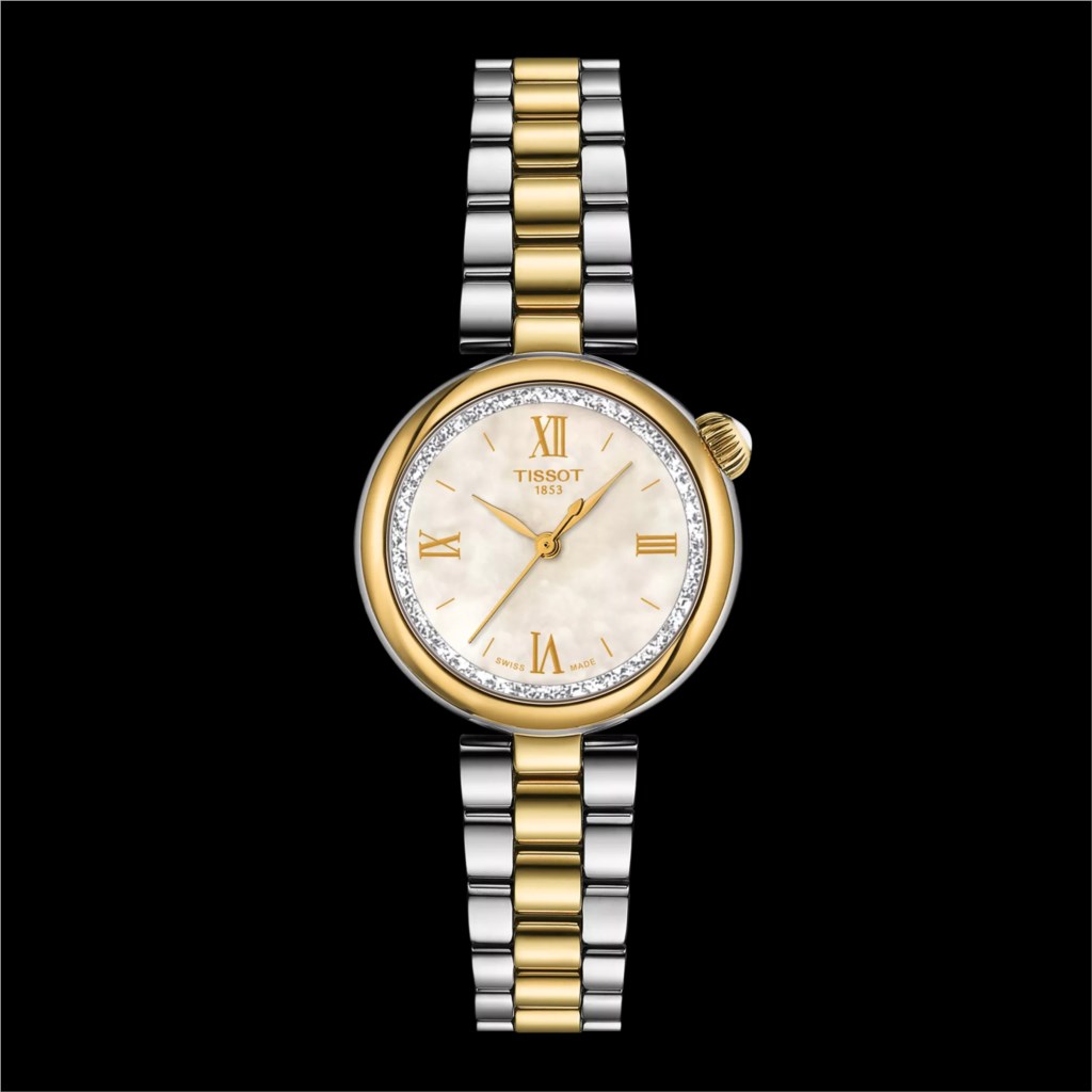Tissot Desir 28mm (T152.010.22.118.01)
316L stainless steel case with yellow gold PVD coating,MOP Dial