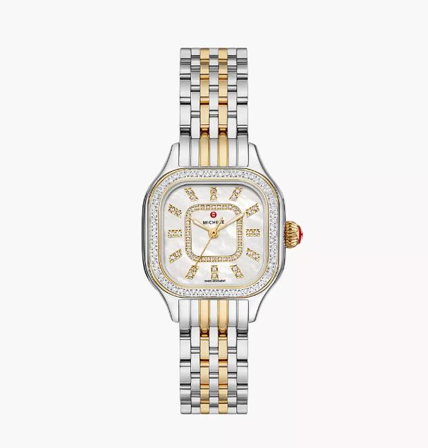 Michele 18K Gold-Plated/Strainless Meggie Mother Of Pearl Diamond Dial/Bezel  Watch