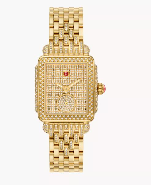 Michele Limited Edition Deco Mid Diamond Pavé Jubilee 18K Gold-Plated Watch
Diamond Weight: 2.61ctw