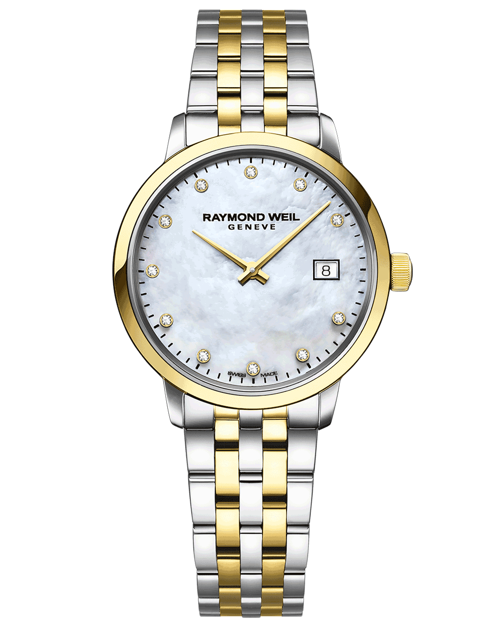 Raymond Weil Toccata Two Tone Diamond Mother Of Pearl Dial 29 mm Watch
(5985-Stp-97081)
