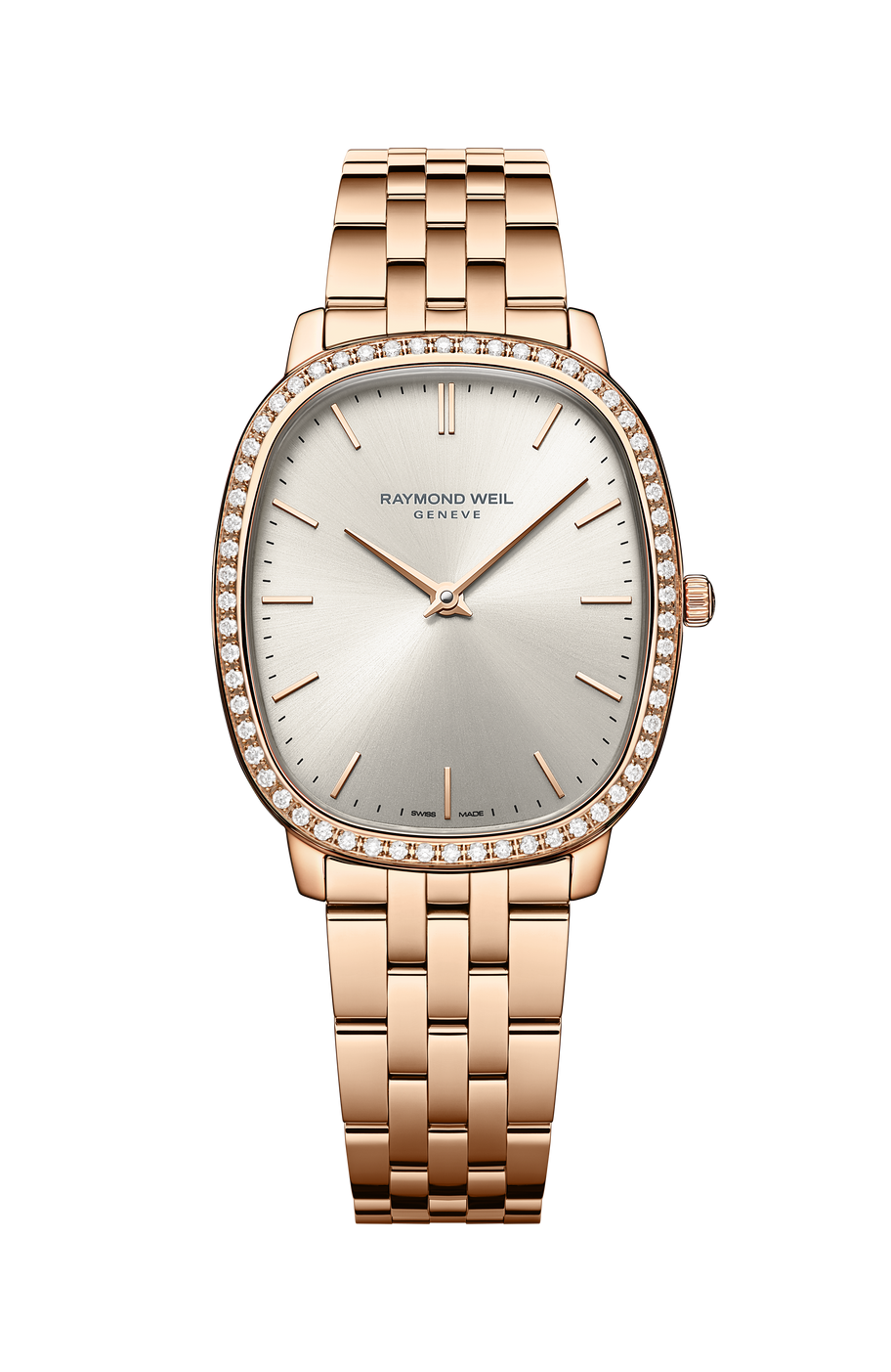 Raymond Weil Toccata Heritage Stainless Steel and Rose Watch 31x36Mm with Lab Grown Round Brilliant cut diamonds 0.51 Ct (5280-P5S-64001)