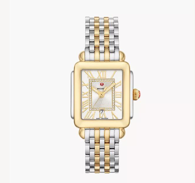 Michele Deco Madison Mid Two-Tone 18K Gold-Plated Silver/White Diamond Dial Watch