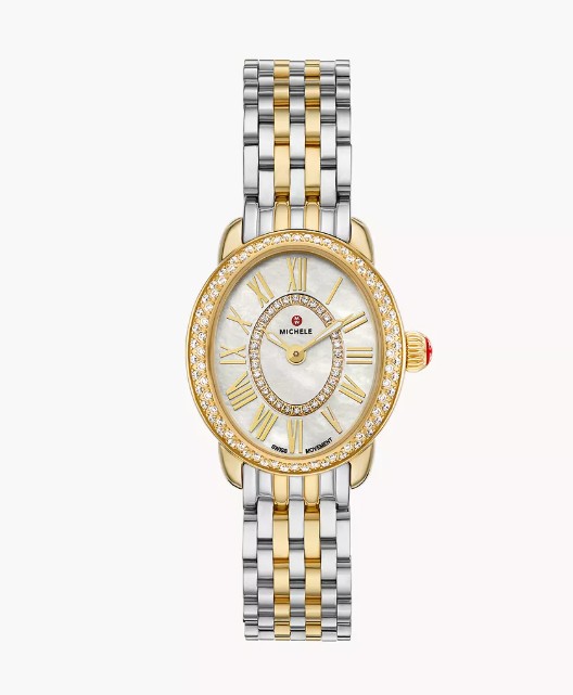 MICHELE Serein Oval Diamond Two-Tone 18K Gold-Plated Watch
