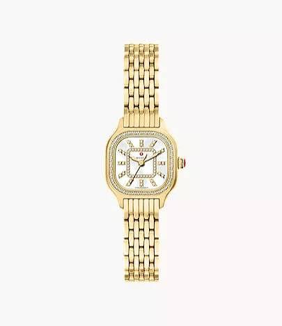 Michele Meggie Mini Diamond 18K Gold-Plated Stainless Steel Watch Mother of Pearl