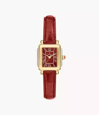 Michele Two Tone Deco Madison Mini Red Leather Watch
Red Mother of Pearl