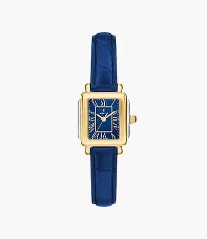Michele Two Tone Deco Madison Mini Navy Leather Watch
Navy Mother of Pearl