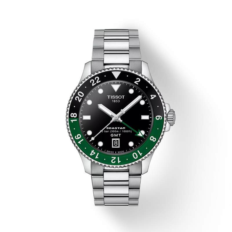Tissot Seastar 1000 Quartz Gmt 40mm Green /Black Bezel(T1208521105100)