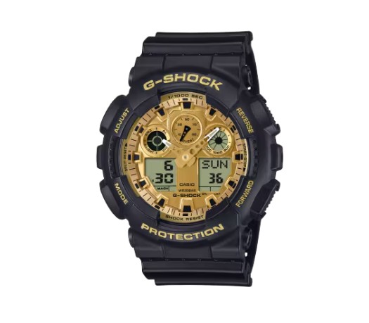 Casio G Shock Digital Mulit Function Gold Dial Black Resin Watch