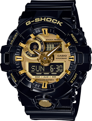 Casio G-Shock Frontbutton Garish Metalic Gold Watch GA710GB-1A
