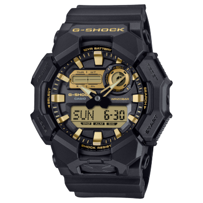 Casio G-Shock Analog-Digital Black Gold Resin Watch GA010GB-1A9