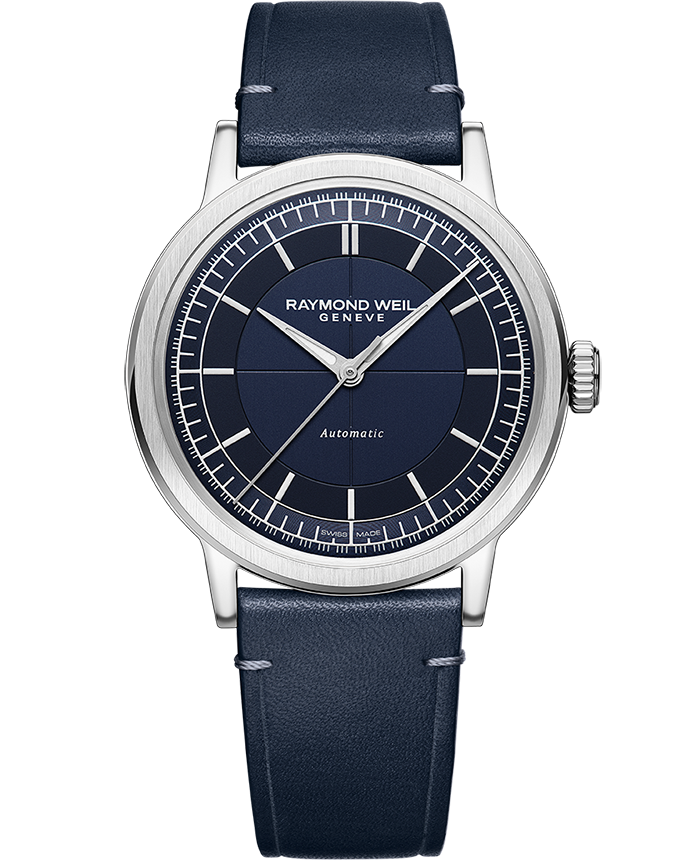 Raymond Weil Millesime Automatic Blue Leather Strap Watch, 39.5 mm (2925-STC-50001)