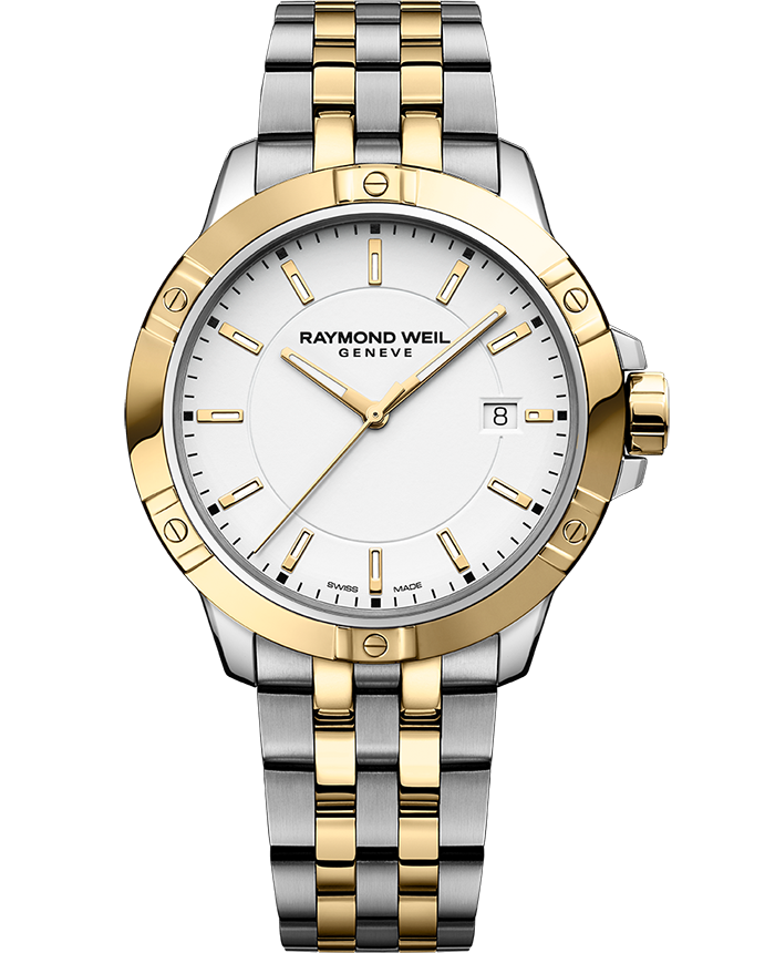 Raymond Weil Tango Stainless Steel Two Tone White Dial 41 Mm Watch (8160-STP-30041)