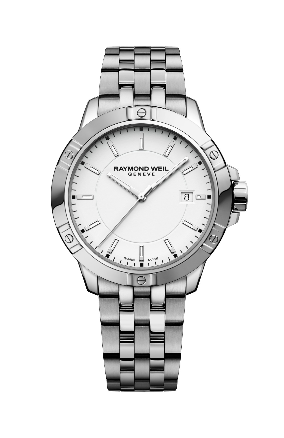 Raymond Weil Stainless Steel Tango Classic Men's Quartz White Dial Bracelet Watch, 41Mm