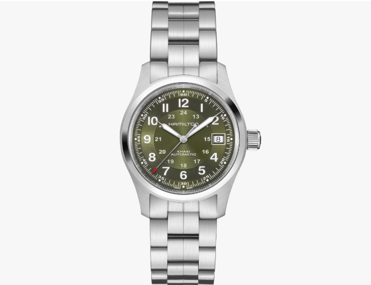 Hamilton Khiki Field Stainless Steel Green Dial Watch 42 Mm (H70605160)