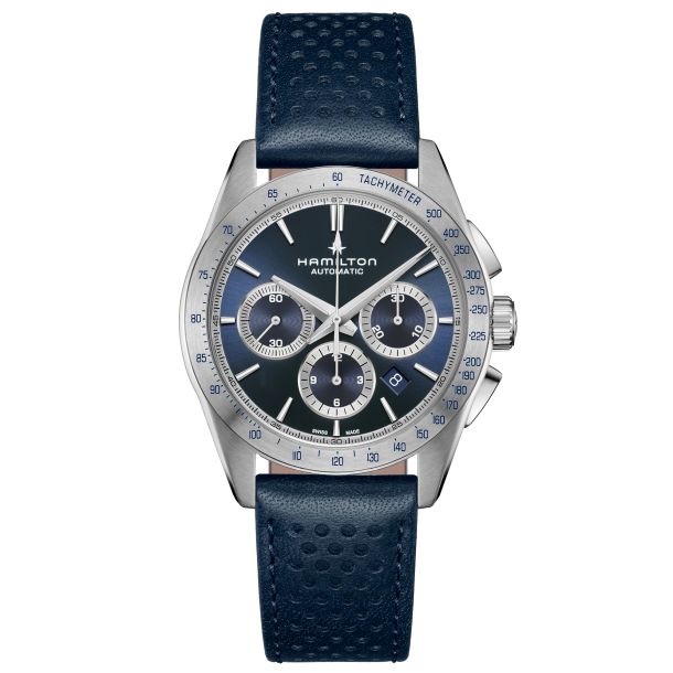 Hamilton Jazzmaster Performer 42mm Automatic Chronograph Blue Dial Leather Straph (H36616640)