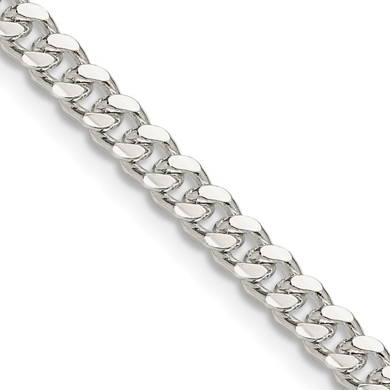 Sterling Silver 4.0 mm Domed Diamond Cut Curb Chain 22 inch