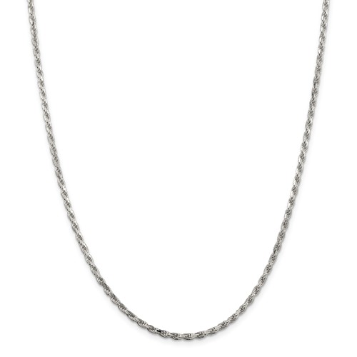 Sterling Silver 2.5 mm Diamond Cut Rope Chain 22 inch