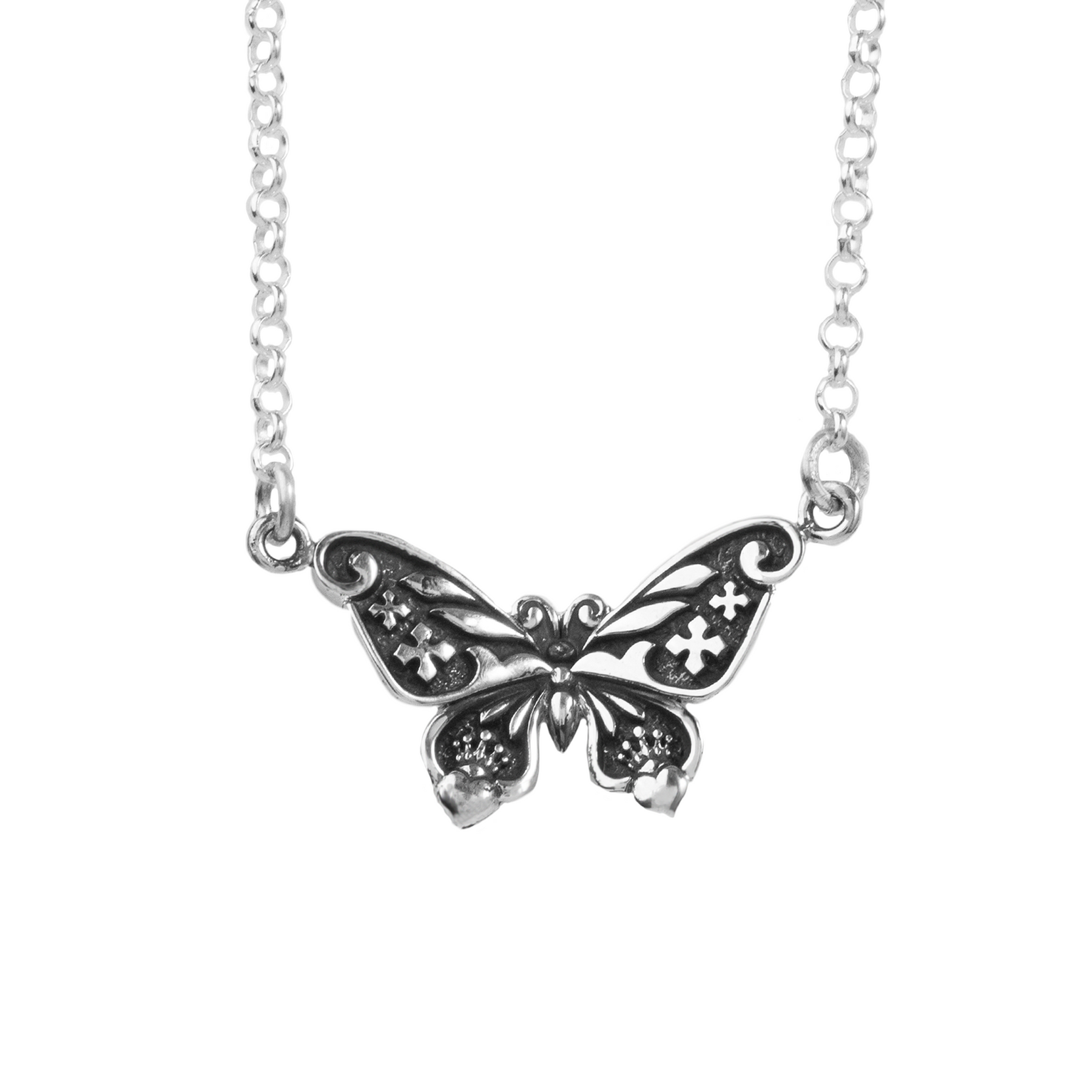 King Baby Sterling Silver Butterfly Necklace 
Length: 18 Inch