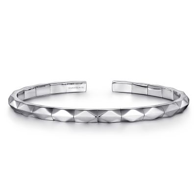 Gabriel & Co 925 Sterling Silver Faceted Open Cuff Bracelet