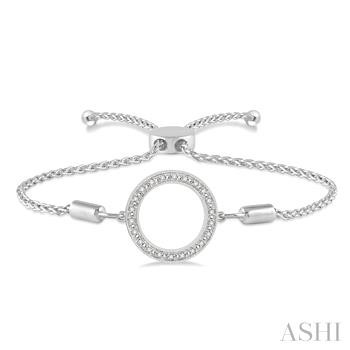 Sterling Silver Open Circle Bracelet 0.08 Ct Adjustable