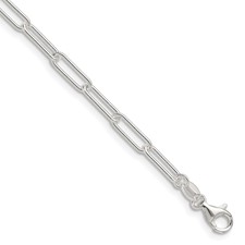 Sterling Silver 3.5 mm Paperclip Bracelet 7 Inch
