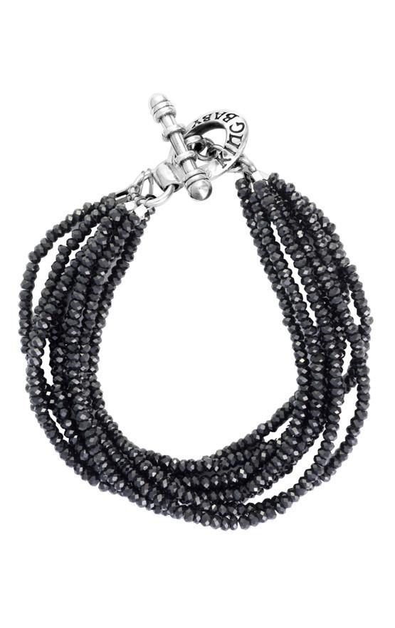 King Baby Eight Strand Black Spinel Bracelet With Sterling Silver Toggle Clasp
Length: 7.5 Inch