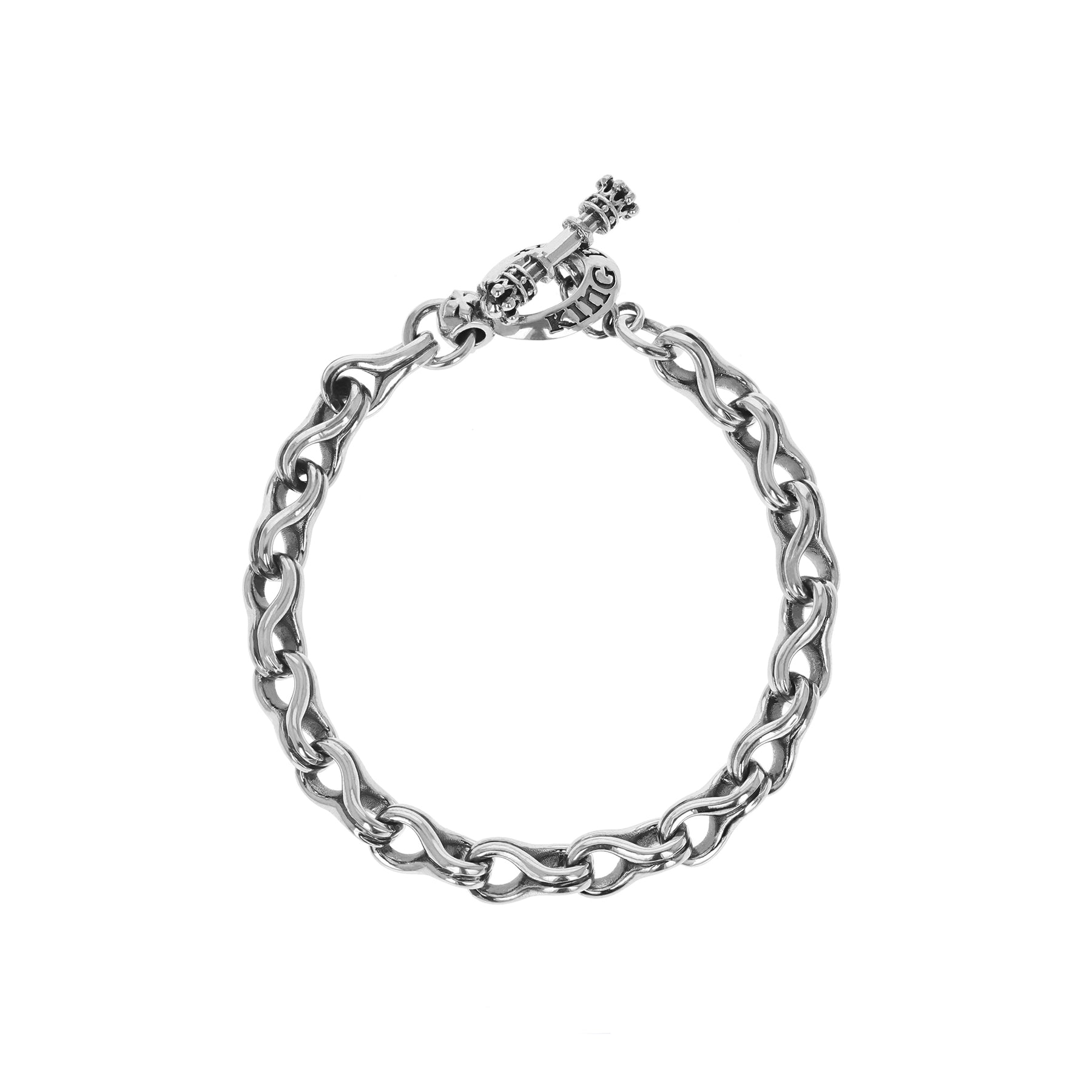 King Baby Sterling Silver Twisted Eight Link Bracelet
Length: 8.75 Inch