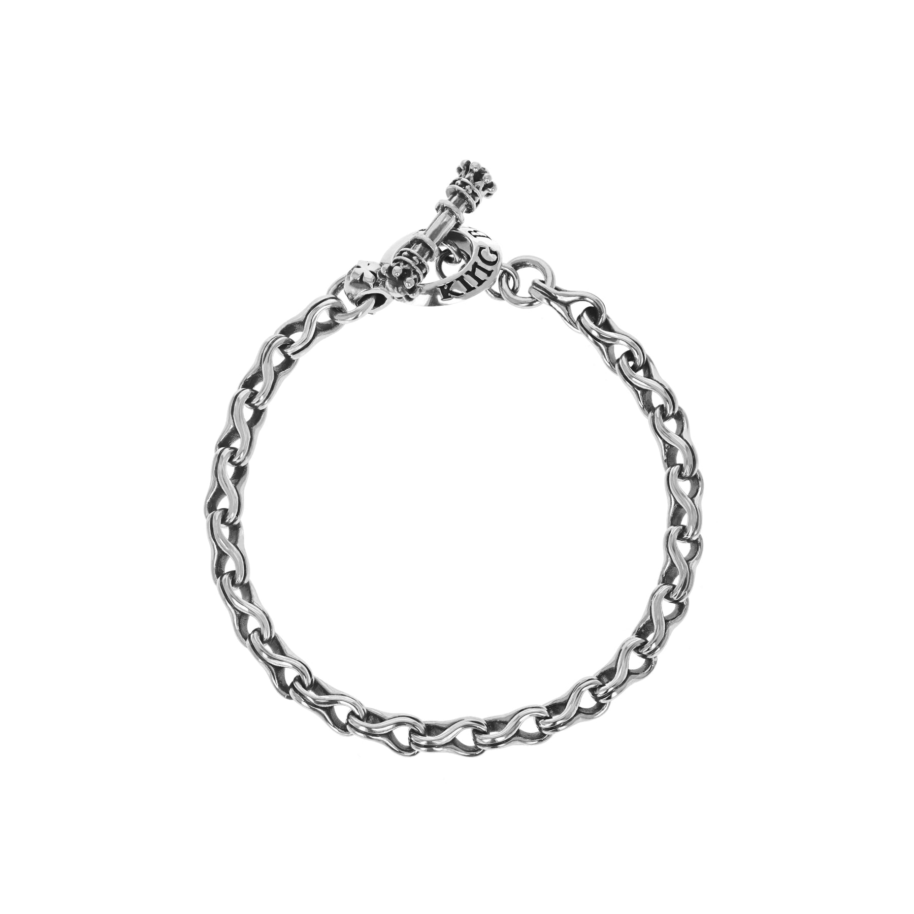 King Baby Sterling Silver Small Twisted Eight Link Bracelet 
Length: 8.75 Inch