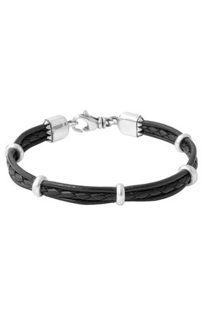 King Baby Sterling Silver Bracelet Multi Strand Leather Bracelet With Rondelle Beads 
Length: 8.75 inch