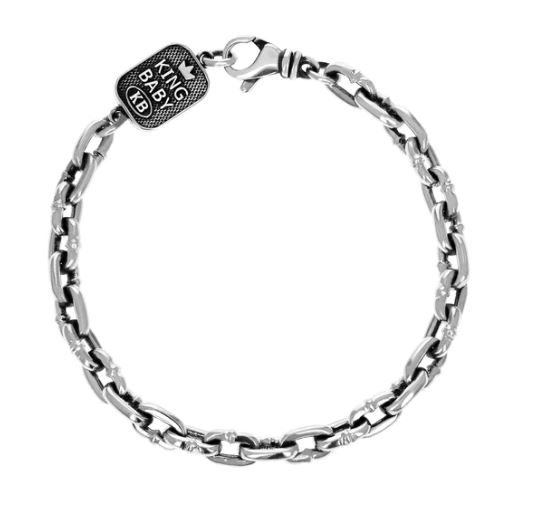 King Baby Sterling Silver Boat Link Bracelet  
Length: 8.75 Inch