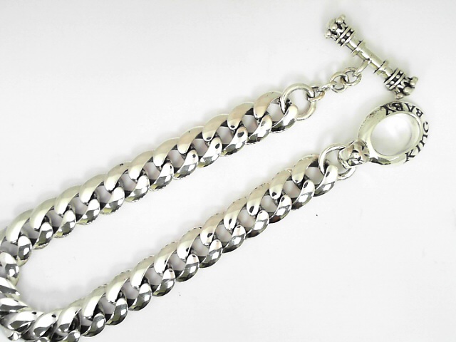 King Baby Sterling Silver Sleek Smooth Link Bracelet W/ Loop And Toggle 
Length: 8.75 Inch
