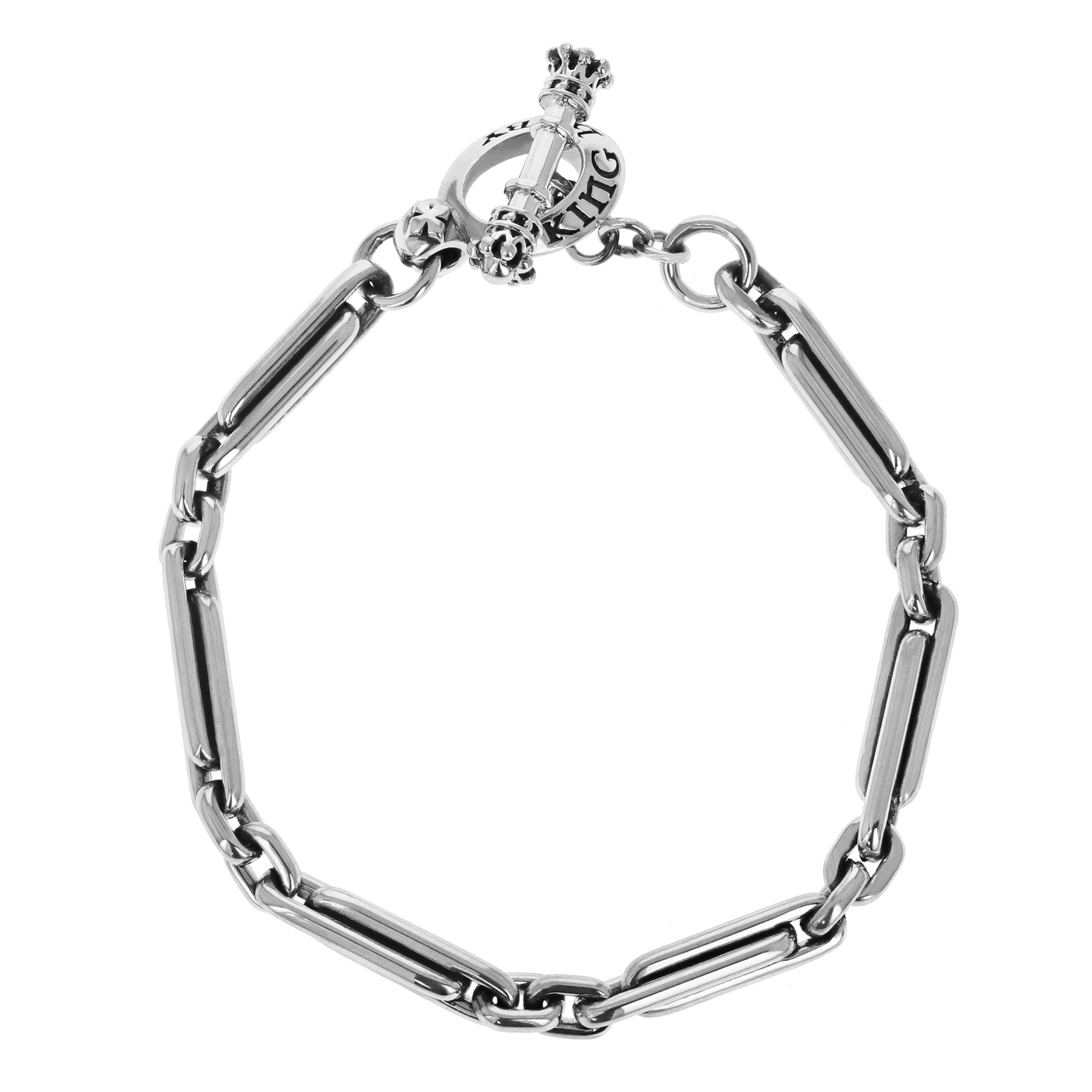 King Baby Sterling Silver Large Paperclip Bracelet W/ T-Bar & Toggle
Length: 8.75 Inch