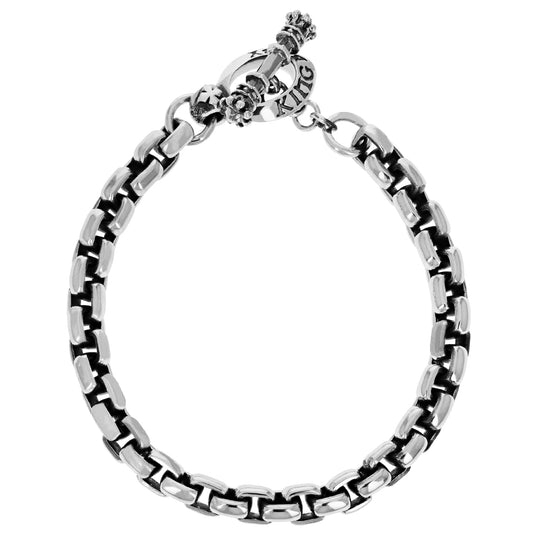 King Baby Sterling Silver Box Link Bar And Toggle Bracelet
Length: 8.75 Inch