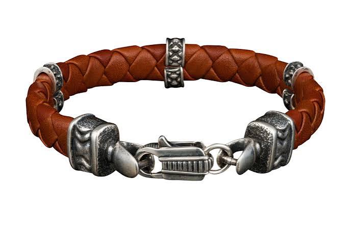 Braided lambskin leather with textured and sterling silver
Length: 8.75