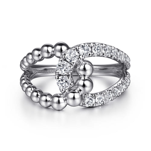 Gabriel & Co Sterling Silver Bujukan And 1.04Cts White Sapphire Interlocking Ladies Ring
Ring Size : 6.5