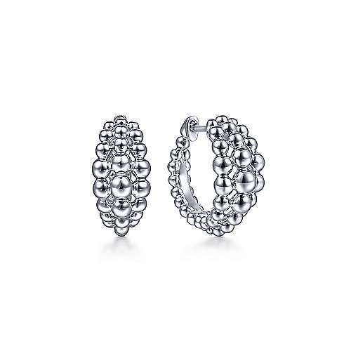 Gabriel & Co Sterling Silver 15mm Beaded Huggies