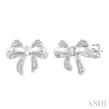 Sterling Silver Miligrain Diamond Bow Earrings 0.05 ct