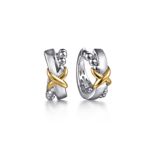 Gabriel & Co Sterling Silver And 14 Karat Yellow Gold X Huggies
