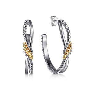 Gabriel & Co Sterling Silver And 14 Karat Yellow Gold Large Bujukan J Hoops
