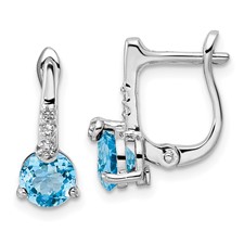Sterling Silver with white & blue topaz Earrings