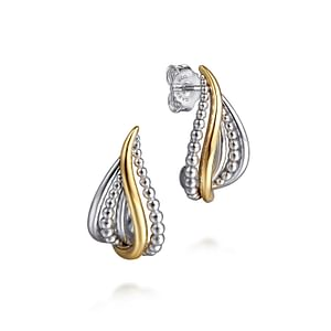 Gabriel & Co Sterling Silver And 14 Karat Yellow Gold Bujukan J-Hoop  Earrings