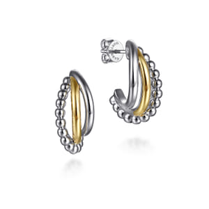 Gabriel & Co J Hoop Earrings 14K Yellow Gold and 925 Sterling Silver Bujukan