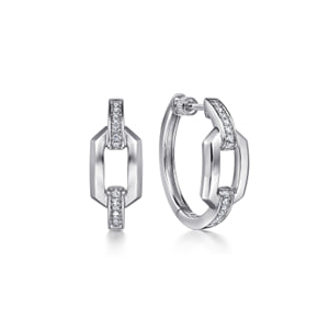Gabriel & Co Classic Hoop Earrings Link 925 Sterling Silver White Sapphire
0.16 ct