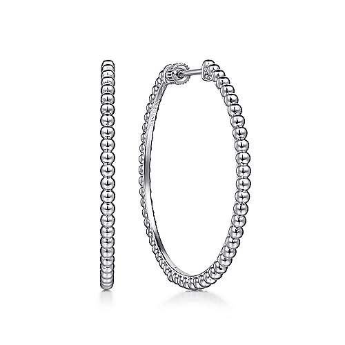 Gabriel & Co: Sterling Silver 40MM Beaded Classic Hoop Earrings