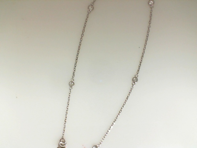 14 Karat White Gold Diamond Station Anklet 0.15ct
9 inch